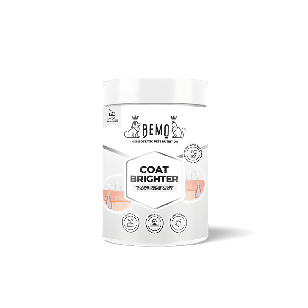 Bemo Coat Brighter – papildas, intensyvinantis šviesią šunų kailio spalvą